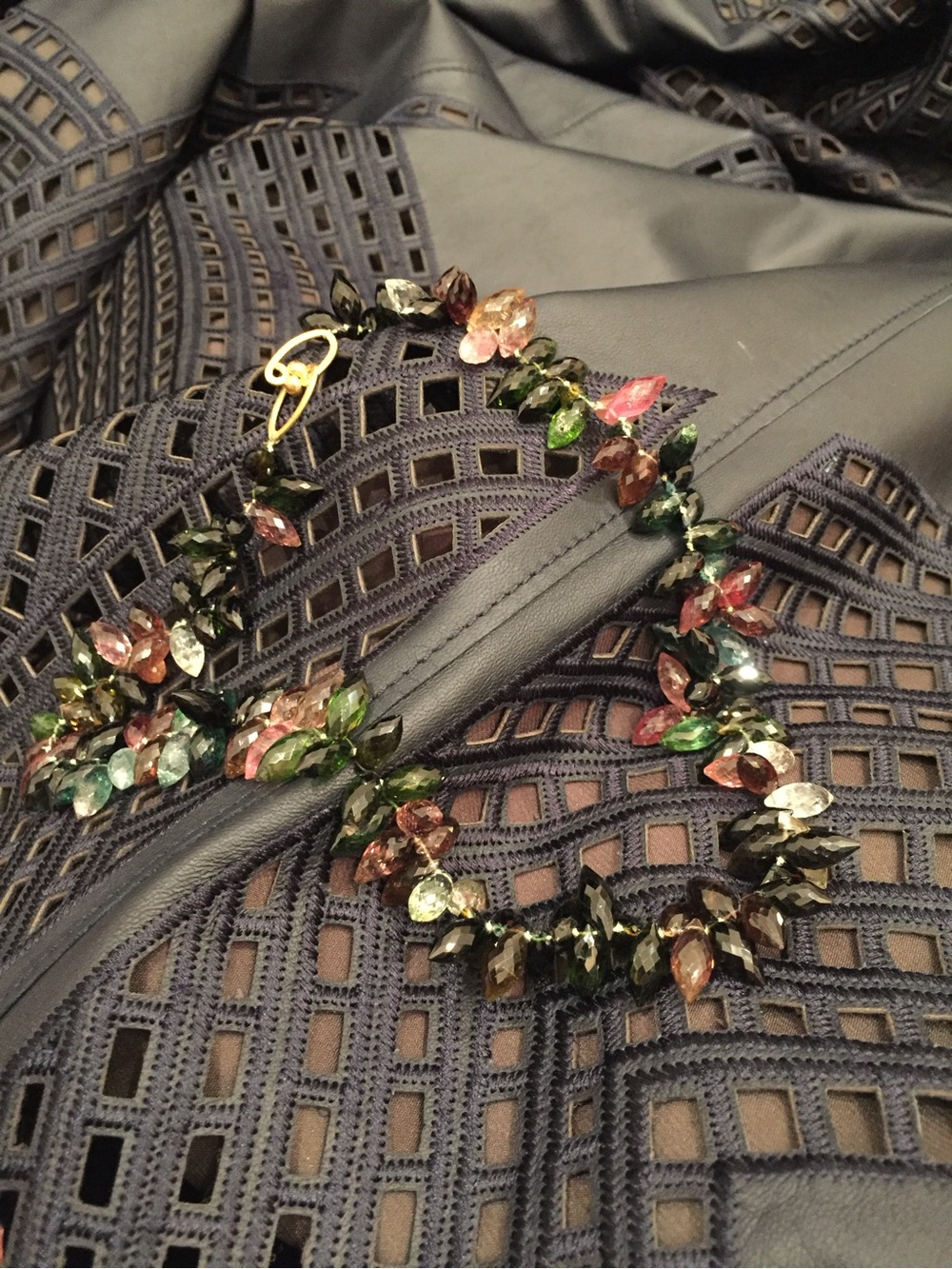 Multicolor Crystal Leaf Statement Necklace - Women's Jewelry